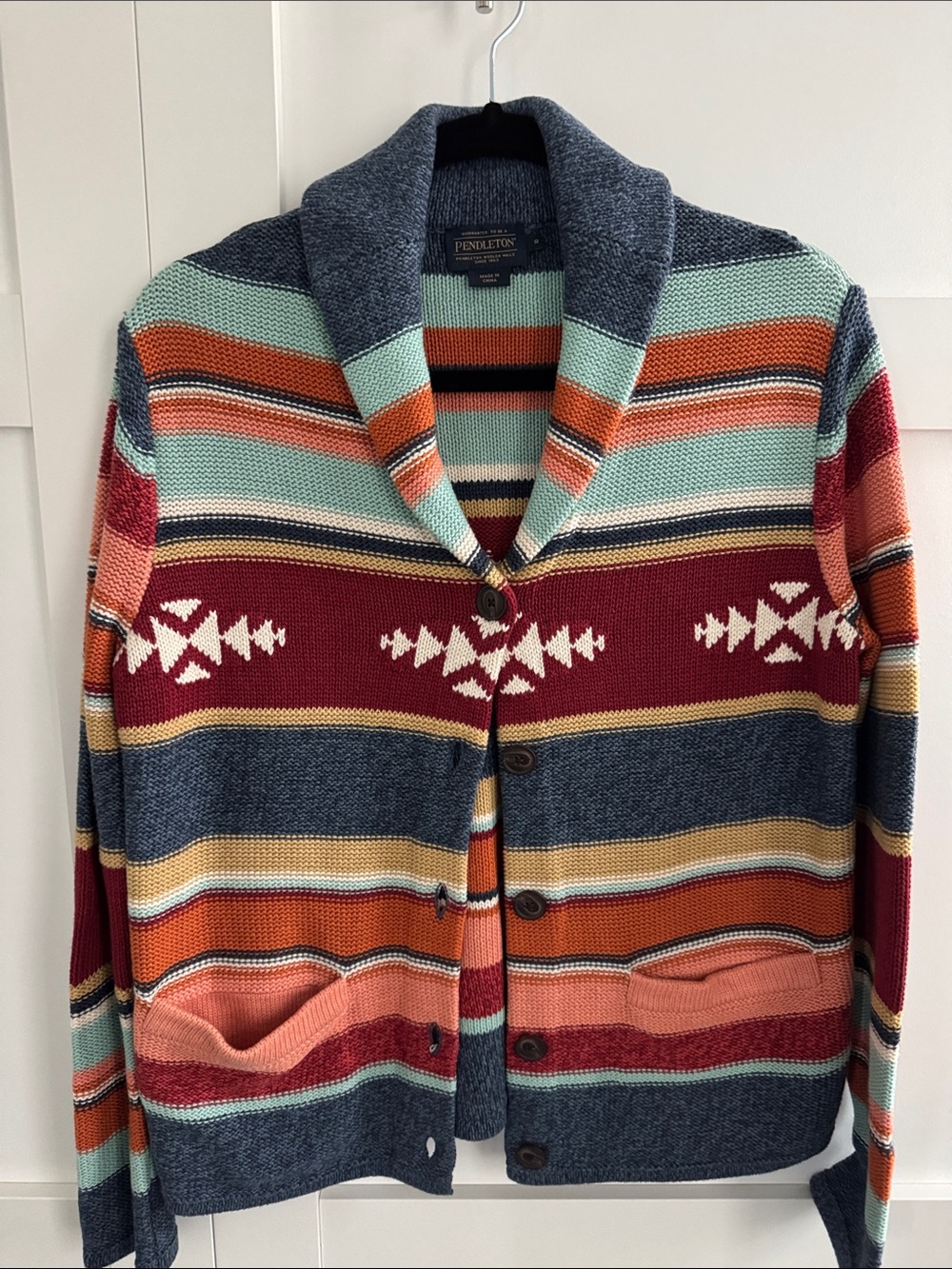 Pendleton Men's Shawl Collar Cardigan - Navy, Burgundy, Mint, Rust, Tan
